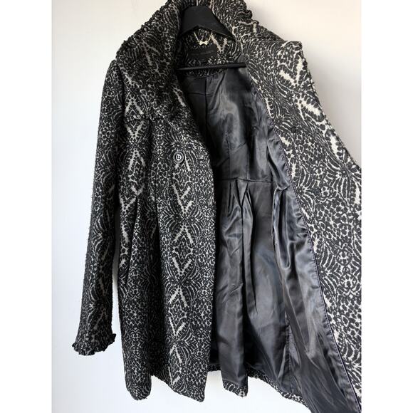 Steve Madden Pea Coat Woman’s Sz M Wool Blend Black/Tan Heavy - Picture 6 of 12